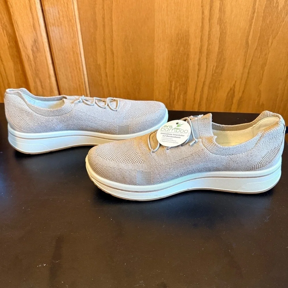 NEW‎ Ara Sapporo 3.0 Woven Stretch Metallic Shoes Sneakers Sand Gold US 11